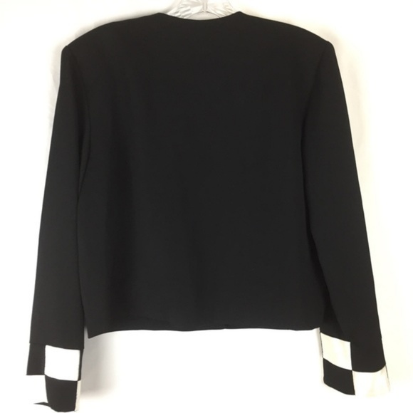 Nicole Miller Vintage Black & White Jacket Checkered Cuffs - Size 8 - Picture 4 of 7